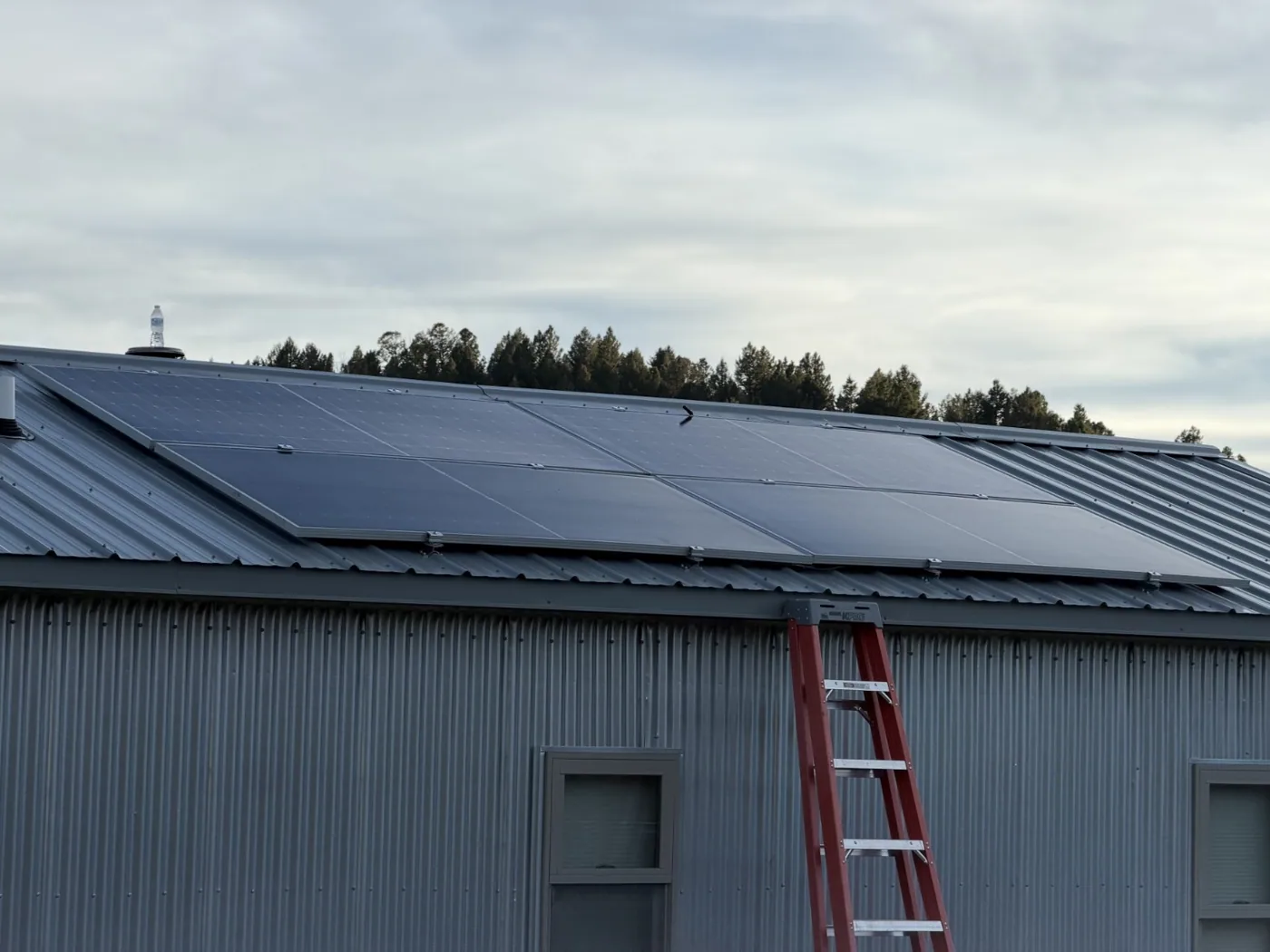 Solar panels installed on a metal roof