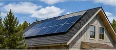 Home with rooftop solar panels